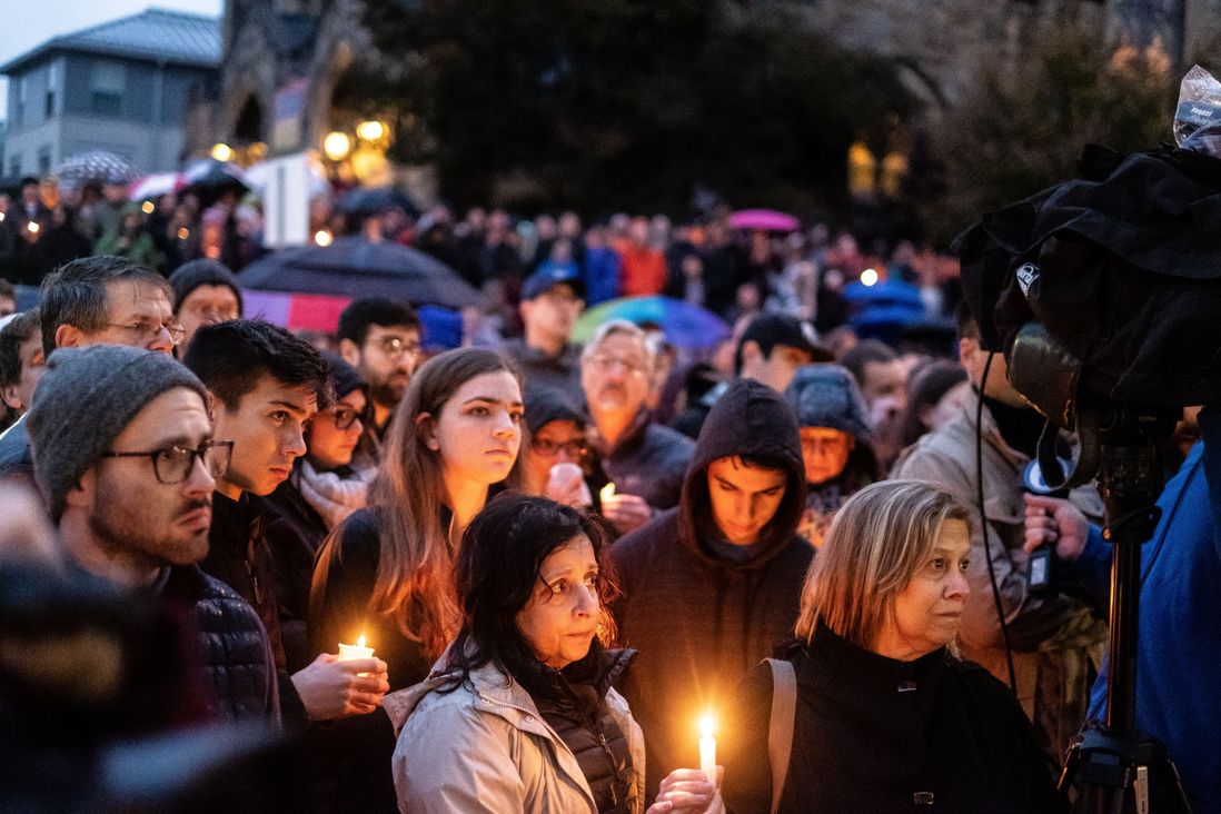 A vigil in Pittsburgh ( Aaron Jackendoff/SOPA Images/Shutterstock)